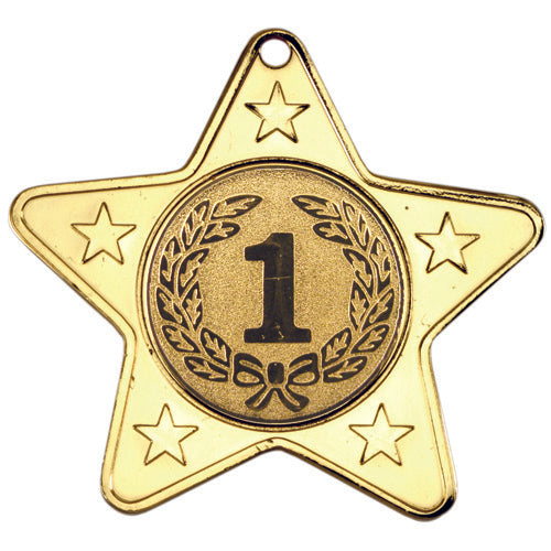 Star Shaped Medal With 5 Mini Stars (1in Centre) Gold - 2In