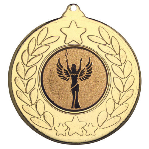 Stars And Wreath Medal (1in Centre) Gold - 2In