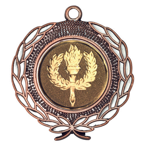 Laurel Wreath Edged Medal (1in Centre) Bronze - 1.75In