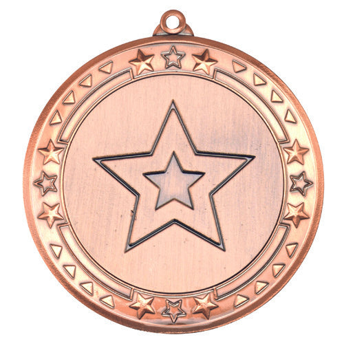 Tri Star Medal (2In Centre) Bronze - 2.75In