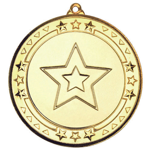 Tri Star Medal (2In Centre) Gold - 2.75In