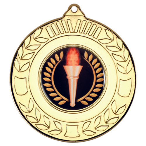 Wreath Medal (1in Centre) Gold - 2In