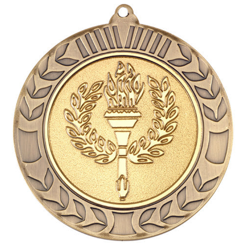 Wreath Medal (2In Centre) Antique Gold - 2.75In