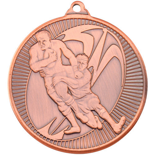 Rugby 'Multi Line' Medal Bronze - 2In