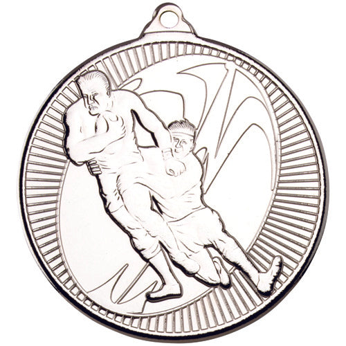 Rugby 'Multi Line' Medal Silver - 2In