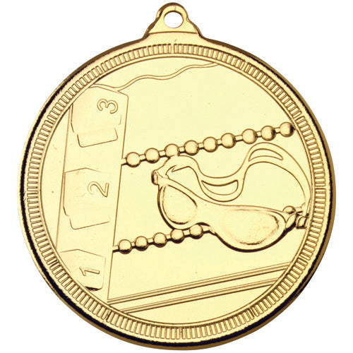 Swimming 'Multi Line' Medal Gold - 2In