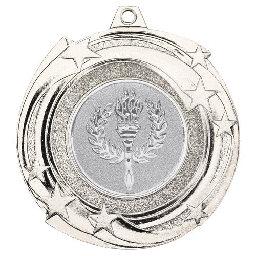 Star Cyclone Medal (1in Centre) Silver - 2In