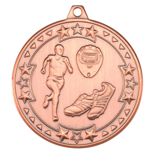 Running Tri Star Medal Bronze - 2In