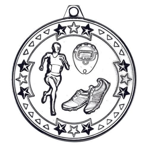 Running Tri Star Medal Silver - 2In