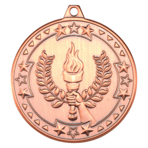 Victory Torch Tri Star Medal - Bronze 2In