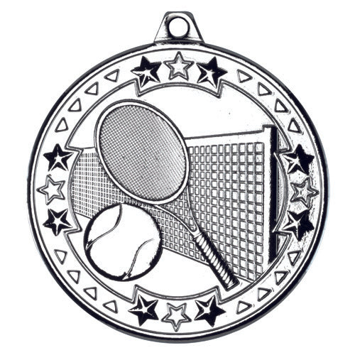 Tennis Tri Star Medal Silver - 2In