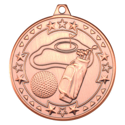 Golf Tri Star Medal Bronze - 2In