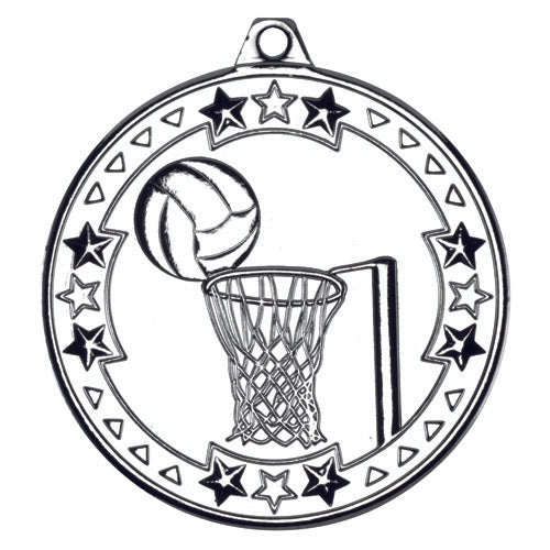 Netball Tri Star Medal Silver - 2In