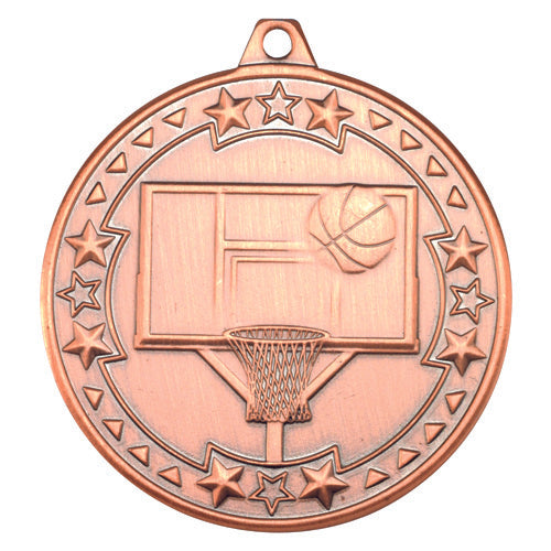 Basketball Tri Star Medal Bronze - 2In