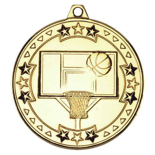 Basketball Tri Star Medal Gold - 2In