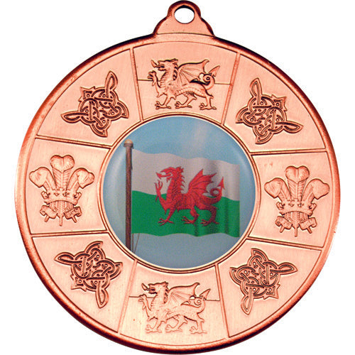 Wales Medal (1in Centre) Bronze - 2In