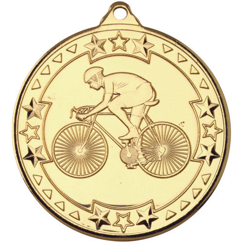 Cycling Tri Star Medal Gold - 2In