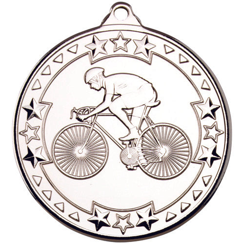 Cycling Tri Star Medal Silver - 2In