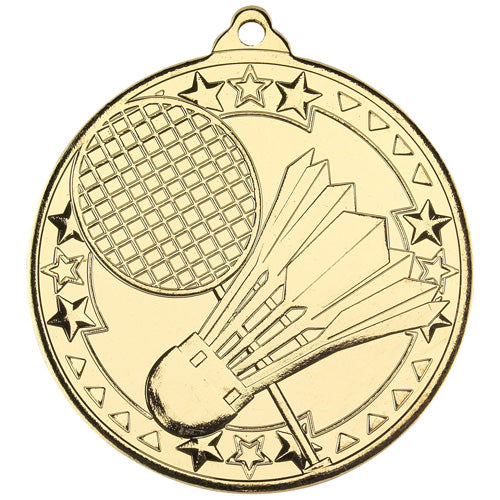 Badminton Tri Star Medal Gold - 2In