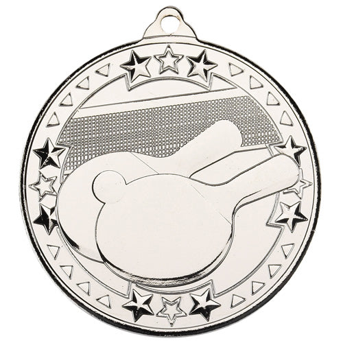 Table Tennis Tri Star Medal Silver - 2In