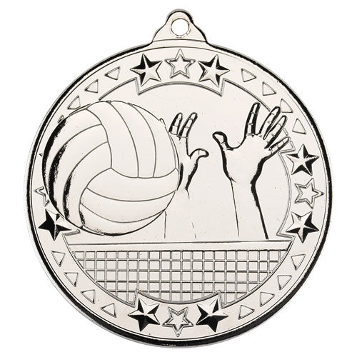 Volleyball Tri Star Medal Silver - 2In