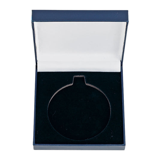 Classic Leatherette Medal Box Blue for 50mm medal 85x85x25mm