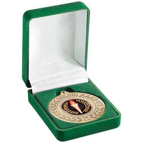 Deluxe Green Medal Box (40/50Mm Recess) - 3In