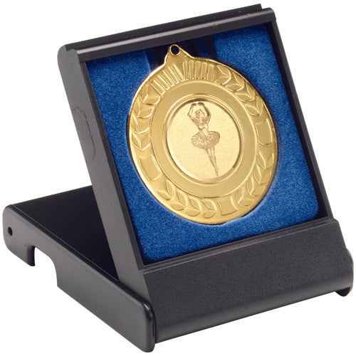 Black Medal Box Small (40/50Mm Recess Blue Insert) - 3.5In