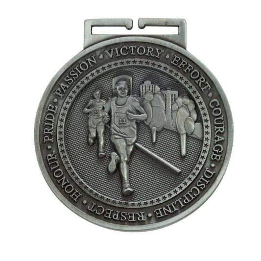 Olympia Running Medal Antique Silver 60mm