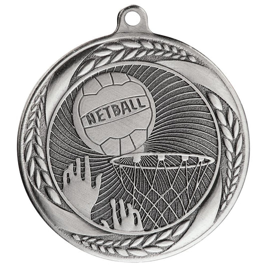 Typhoon Netball Medal Silver 55mm