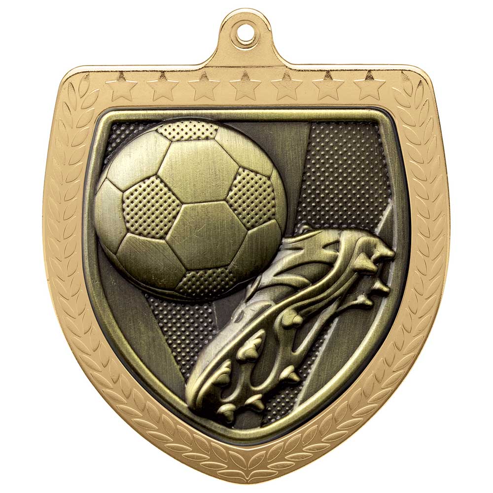 Cobra Football Boot & Ball Shield Medal Gold 75mm