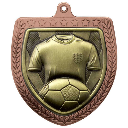 Cobra Football Shirt & Ball Shield Medal Bronze 75mm