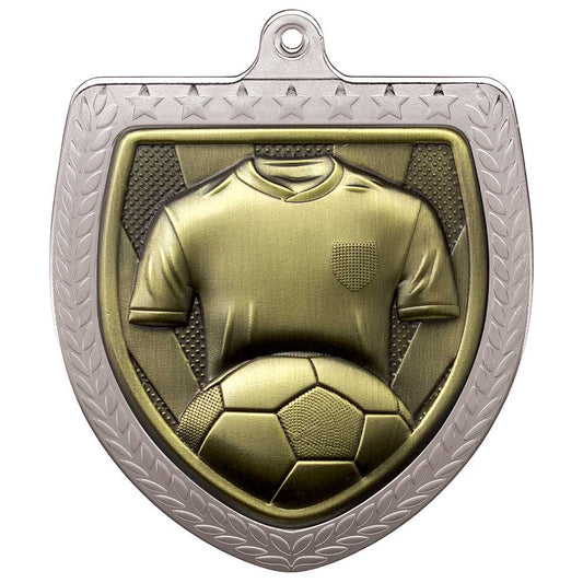 Cobra Football Shirt & Ball Shield Medal Silver 75mm