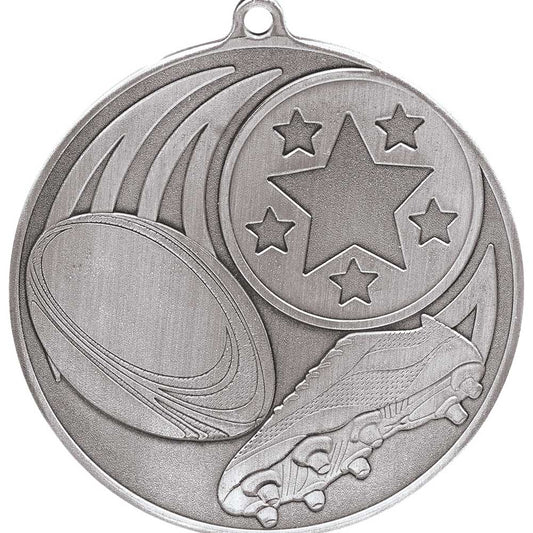 Iconic Rugby Medal Antique Silver 55mm