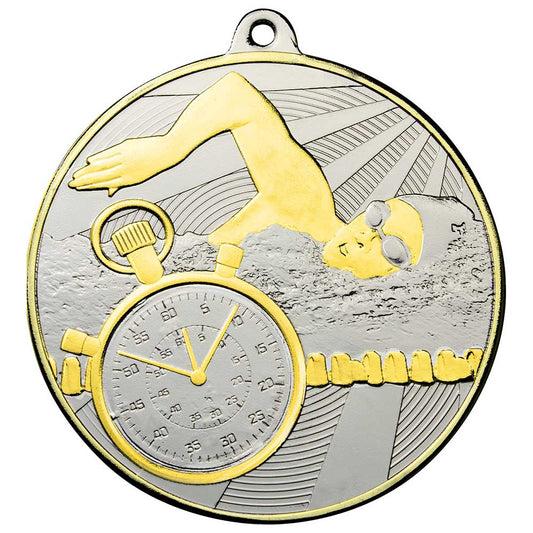 Premiership Swimming Medal Gold & Silver 60mm