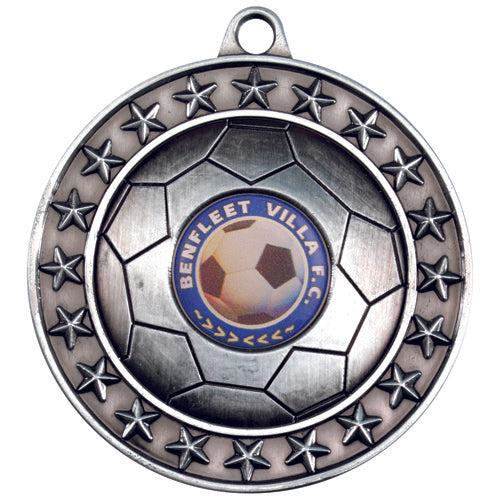 Football Medal Large (1in Centre) Antique Silver - 2.75In