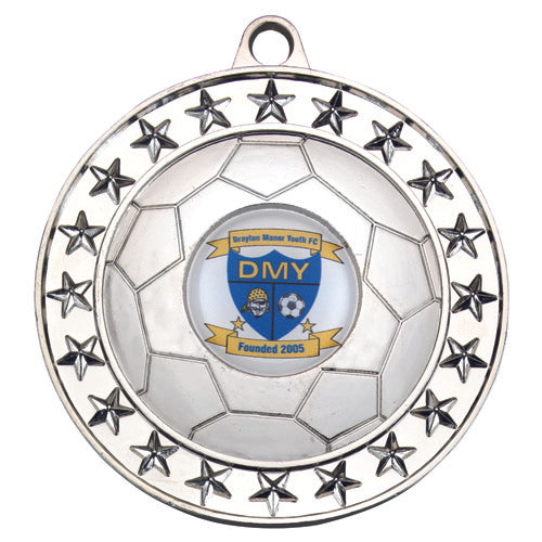 Football Medal Large (1in Centre) Silv - 2.75In