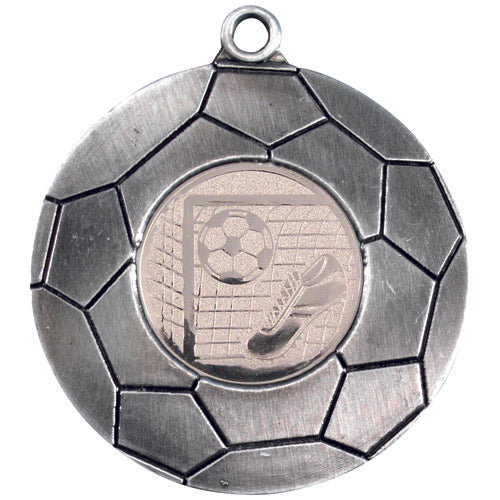 Domed Football Medal (1in Centre) Antique Silver - 2In