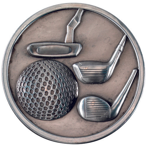 Golf Clubs Medallion Antique Silver - 2.75In