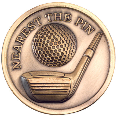 Golf Medallion Antique Gold Nearest The Pin - 2.75In