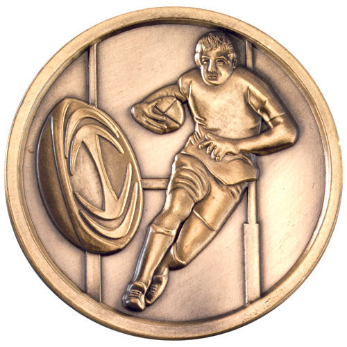 Rugby Medallion Antique Gold - 2.75In