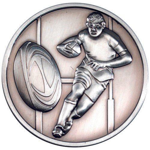 Rugby Medallion Antique Silver - 2.75In