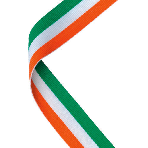 Medal Ribbon Green/White/Orange - 30 X 0.875In