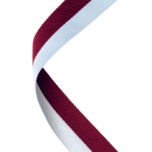 Medal Ribbon Maroon/White - 30 X 0.875In