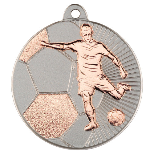 Football Two Colour Medal Matt Silver/Bronze - 2In