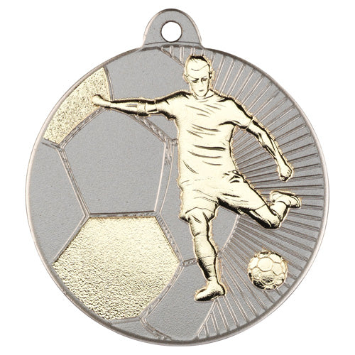 Football Two Colour Medal Matt Silver/Gold - 2In