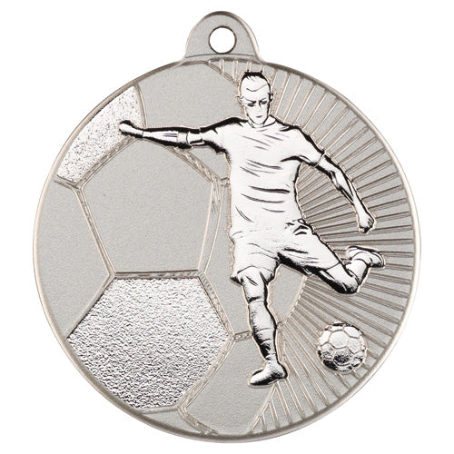 Football Two Colour Medal Matt Silver/Silver - 2In