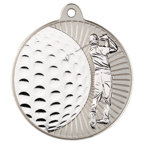 Golf Two Colour Medal Matt Silver/Silver - 2In