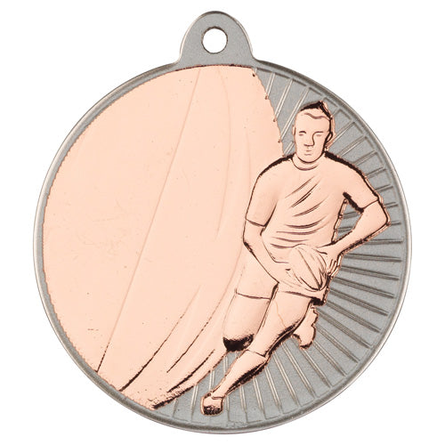 Rugby Two Colour Medal Matt Silver/Bronze - 2In