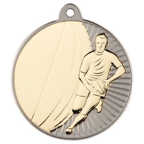 Rugby Two Colour Medal Matt Silver/Gold - 2In